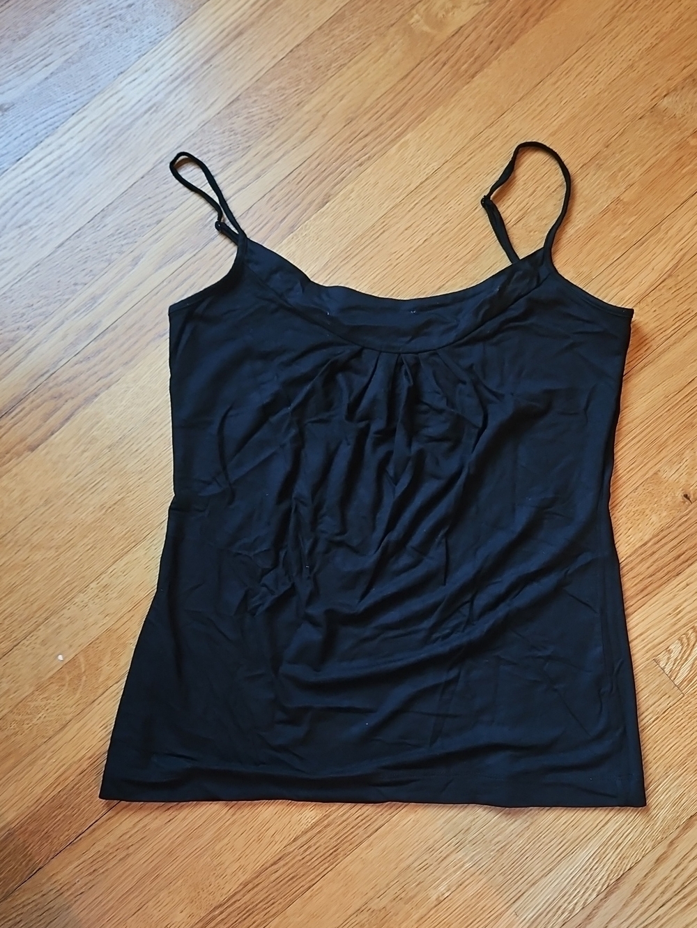 LOFT Black Scoop Neck Camisole with Gathered Front